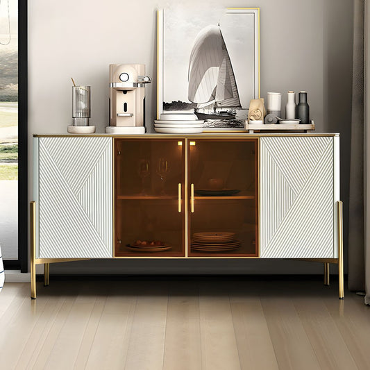 Modern Luxury Sideboard/side cabinet/Storage Cabinet with Glass & White Panels – Elegant Storage Cabinet f – alternate view 2