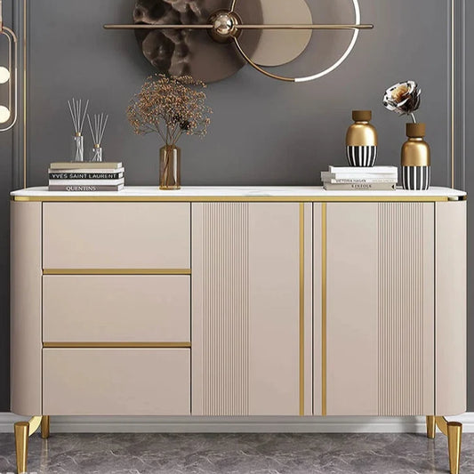 Modern Cream & Gold Sideboard with Drawers – Elegant Storage Cabinet or side Board or Side Cabinet with Ma – alternate view 2