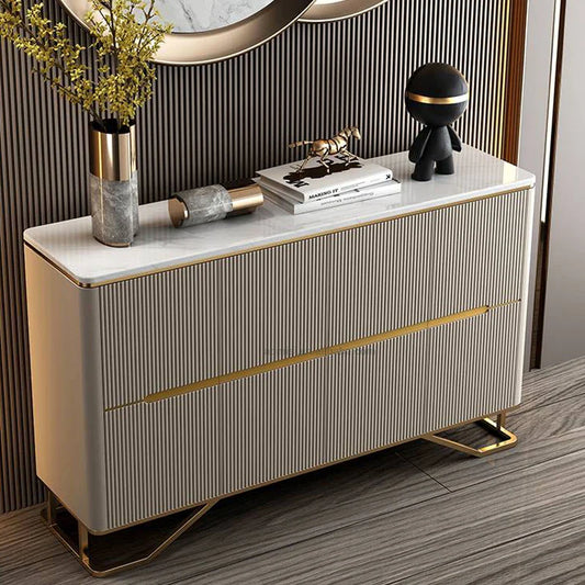 Modern Luxury Side Cabinet/Side Board/Storage Cabinet – Elegant Fluted Design with Gold Accents for Stylis – alternate view 2