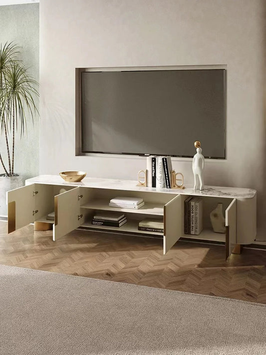 Rock Plate White Stainless Steel TV Unit – alternate view 2