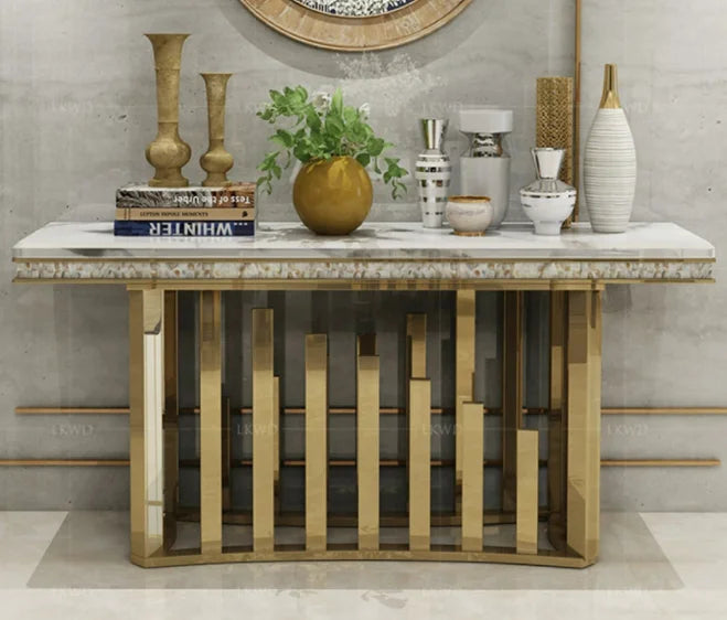 Marble Stainless Steel Console Table – Custom Made Entryway Furniture