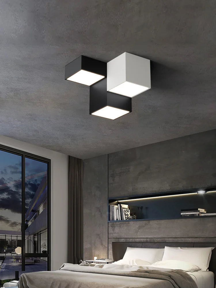 Modern Black and White Geometric Ceiling Light