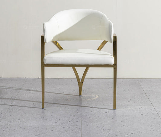 Light Luxury Leather Dining Chair with Stainless Steel Frame – alternate view 2