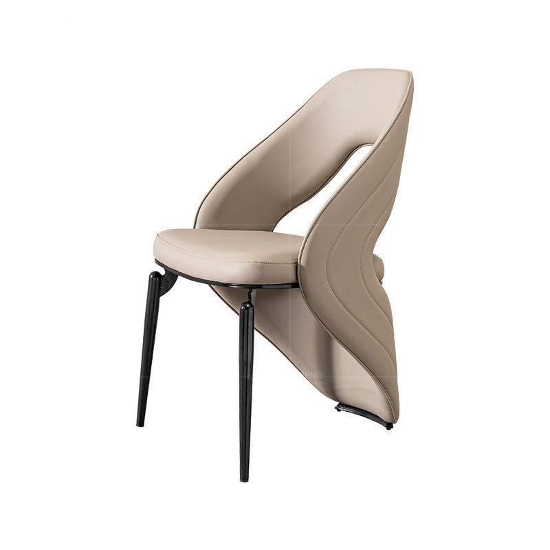 Curved Back Leather-Effect Dining Chair