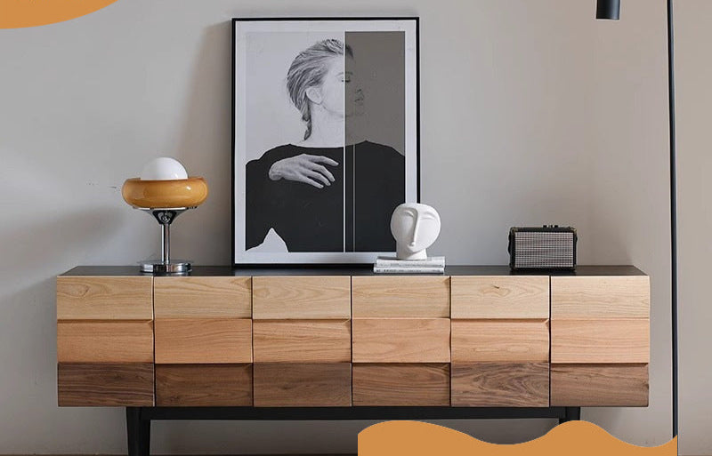 Minimalist Solid Black Walnut TV Unit