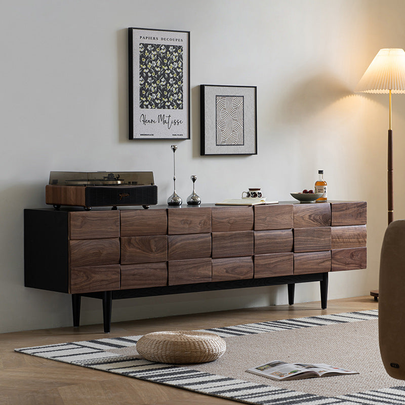 Black Walnut Solid Minimalist Audiovisual TV Unit