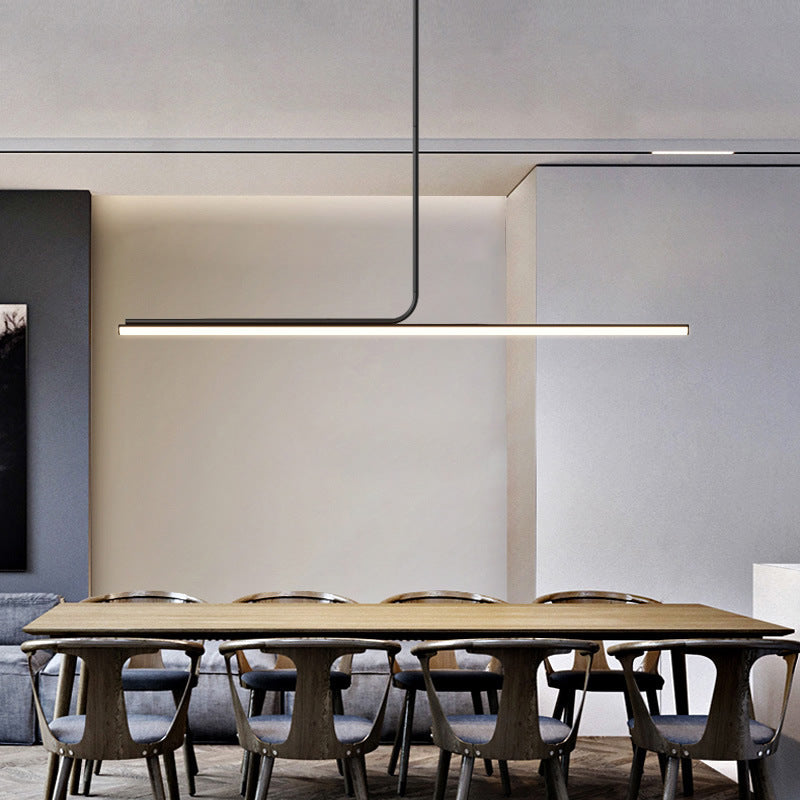 Minimalist Linear LED Pendant Light – Modern Dining & Bar Ceiling Lamp with Remote Dimming