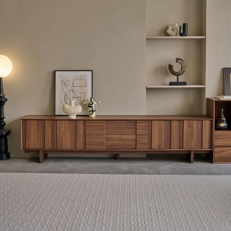 Retro Walnut Solid Medieval French TV Unit