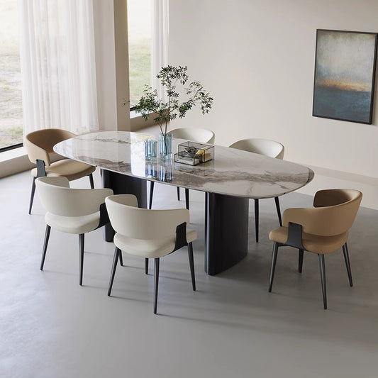Italian Minimalist Leather and Fabric Dining Chair – alternate view 2