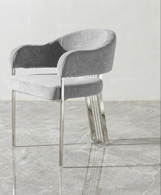 Light Luxury Fabric Armchair with Stainless Steel Frame – alternate view 2