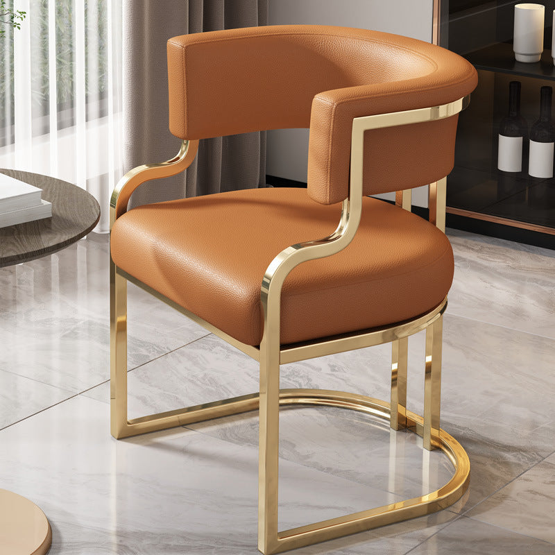 Gold Frame Upholstered Dining Chair with Armrests