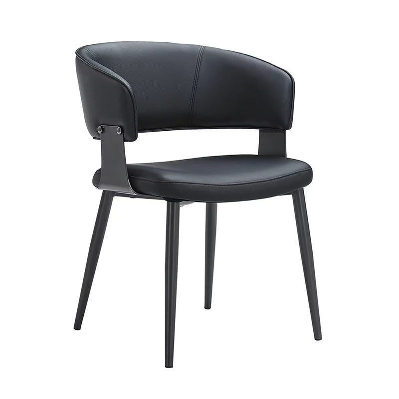 Italian Minimalist Leather and Fabric Dining Chair