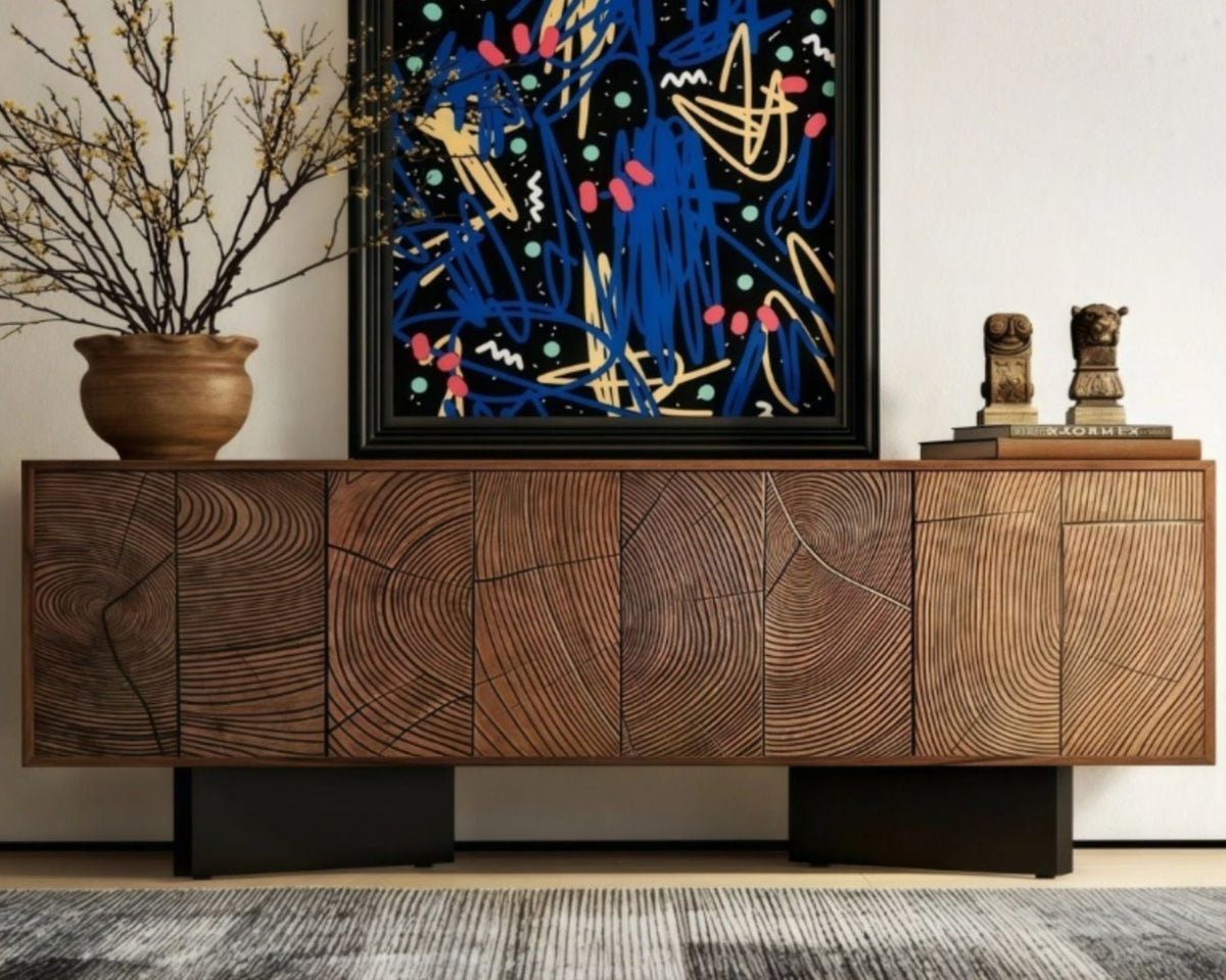 Carved Solid Minimalist For Living Sideboard Cabinet