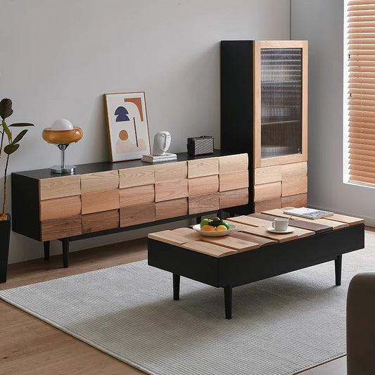 Minimalist Solid Black Walnut TV Unit – alternate view 2
