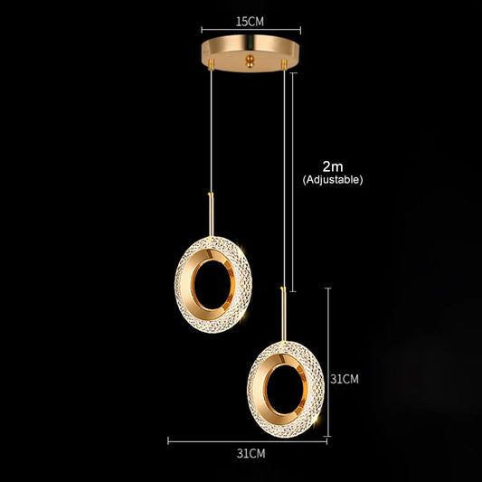 Modern Crystal Ring Pendant Light – LED Hanging Lamp for Bedroom or Living Room Decor – alternate view 2