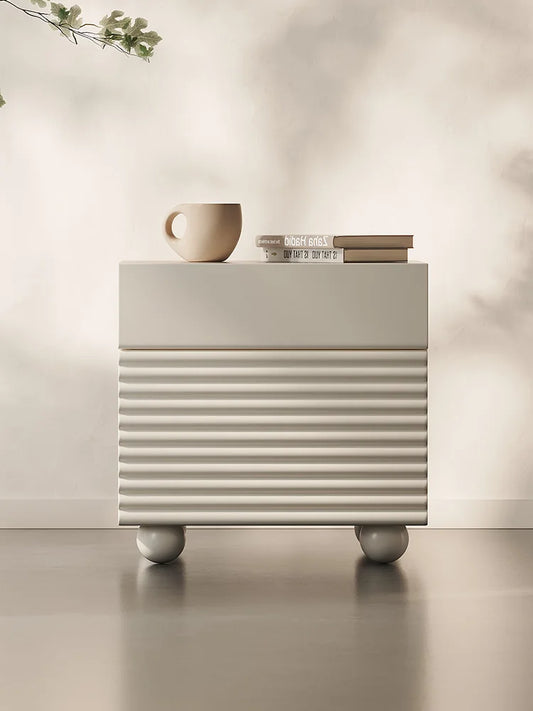 Cream Ball-Leg Nightstand – Italian Minimalist Storage Cabinet – alternate view 2