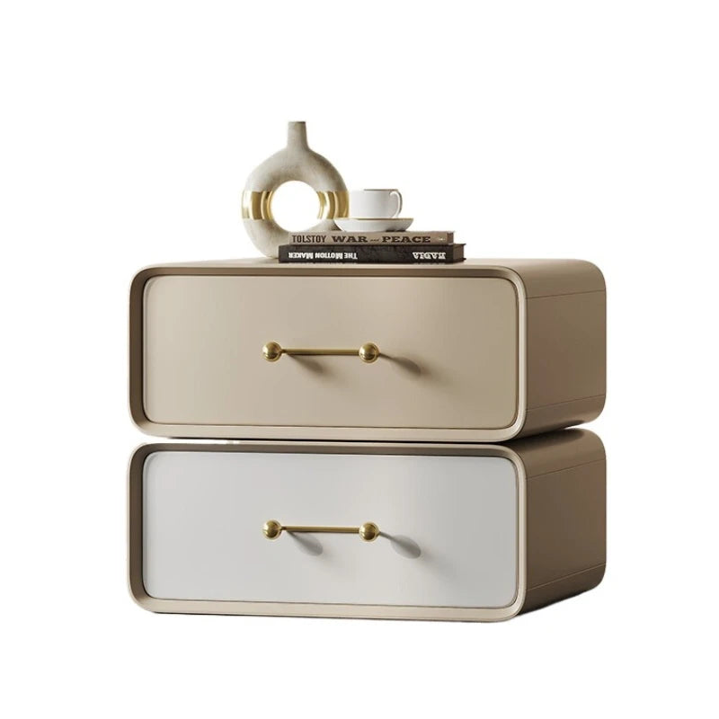 Italian Style Rotating Bedside Table – Dual Drawer Wabi-Sabi Design