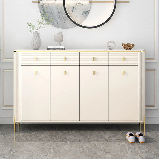 French-style Cream Side Cabinet – Large Capacity Rock Storage Table for Living Room with Minimalist Painte – alternate view 2