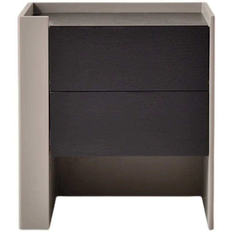 Black and Beige Bedside Table – Modern Minimalist Storage Cabinet