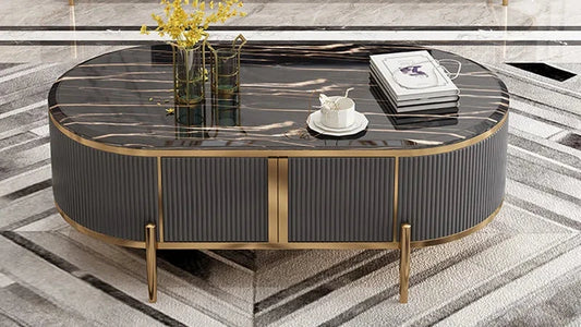 Custom Made Post-Modern Minimalist Marble Coffee Table : Compact and Stylish Living Room Furniture for Mod – alternate view 2