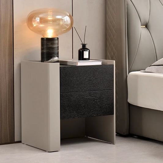 Black and Beige Bedside Table – Modern Minimalist Storage Cabinet – alternate view 2