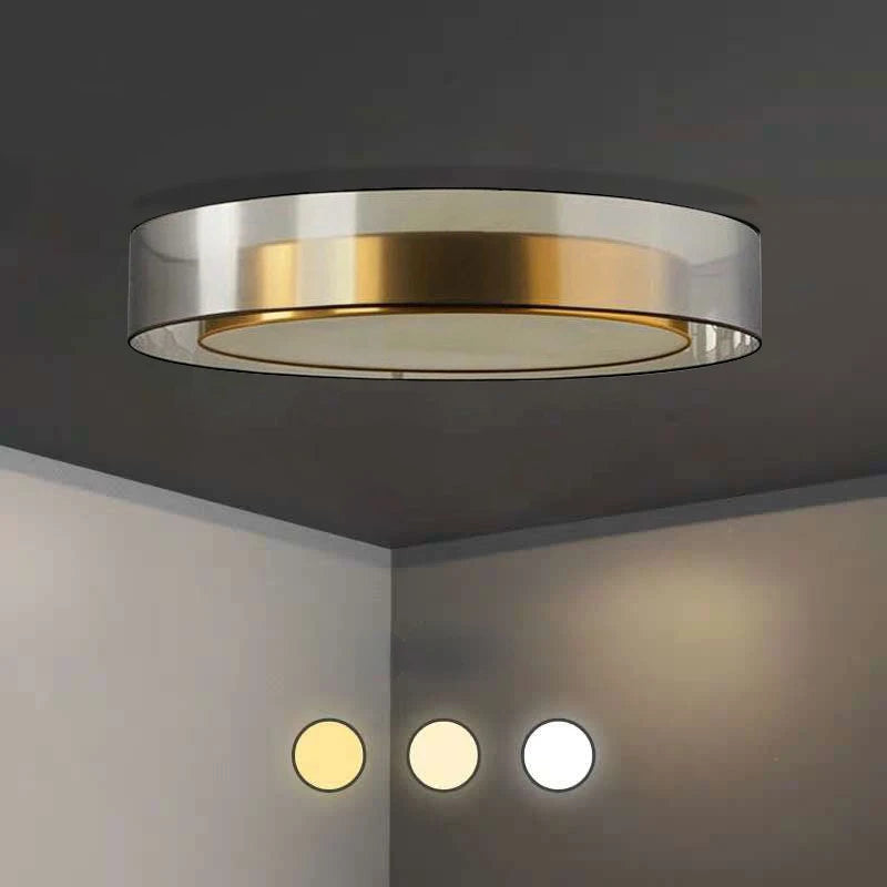Modern Nordic Brass Ring LED Ceiling Light with Glass Trim