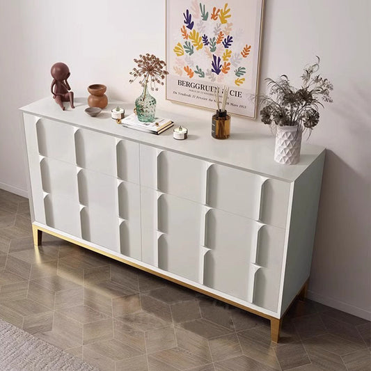 Modern White Sideboard with 3D Geometric Drawer Design & Gold Base – Stylish Storage Cabinet/Side Cabinet/ – alternate view 2