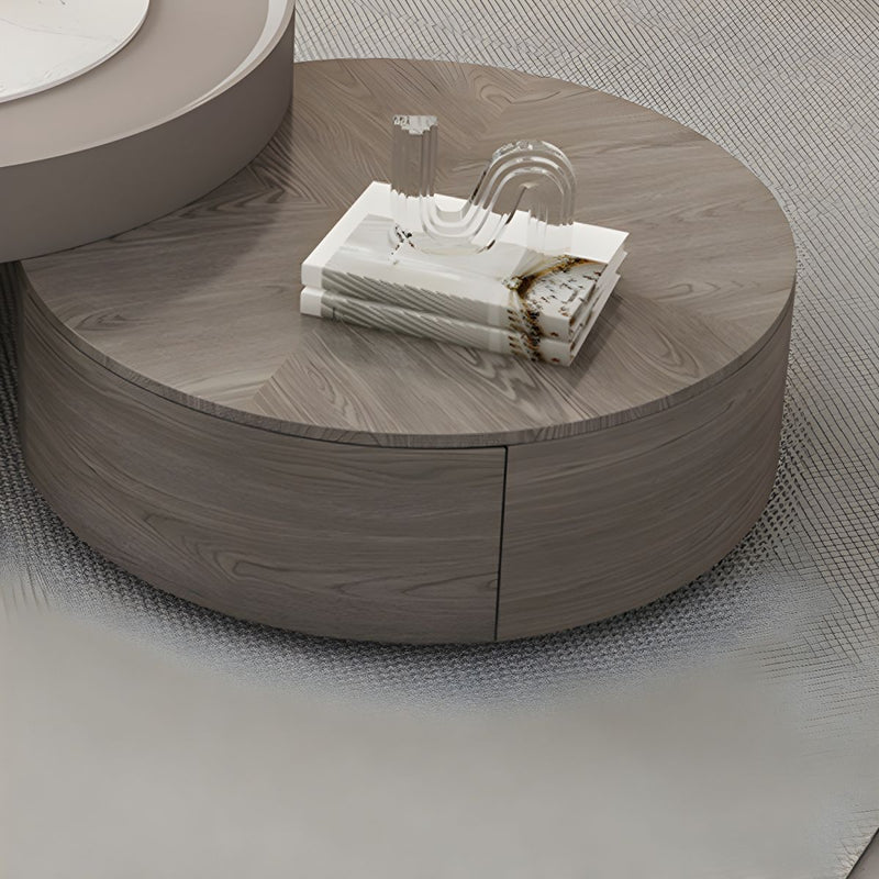 Custom Made Modern Nesting Coffee Table Set with Wood & Beige Finish
