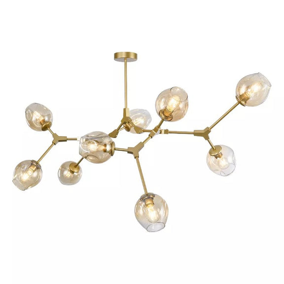 branch style glass globe chandelier ceiling view