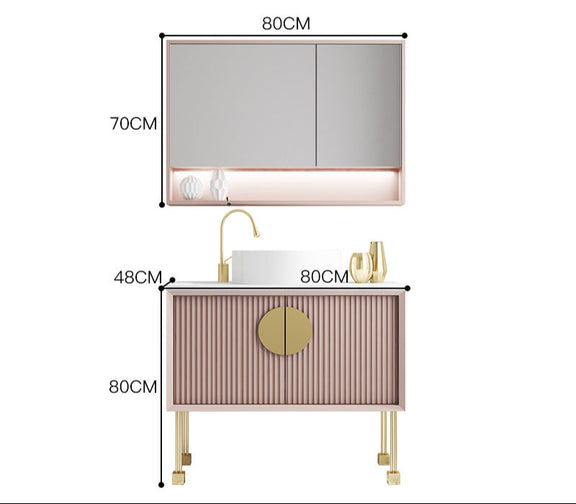 Light luxury solid wood vanity with vessel basin