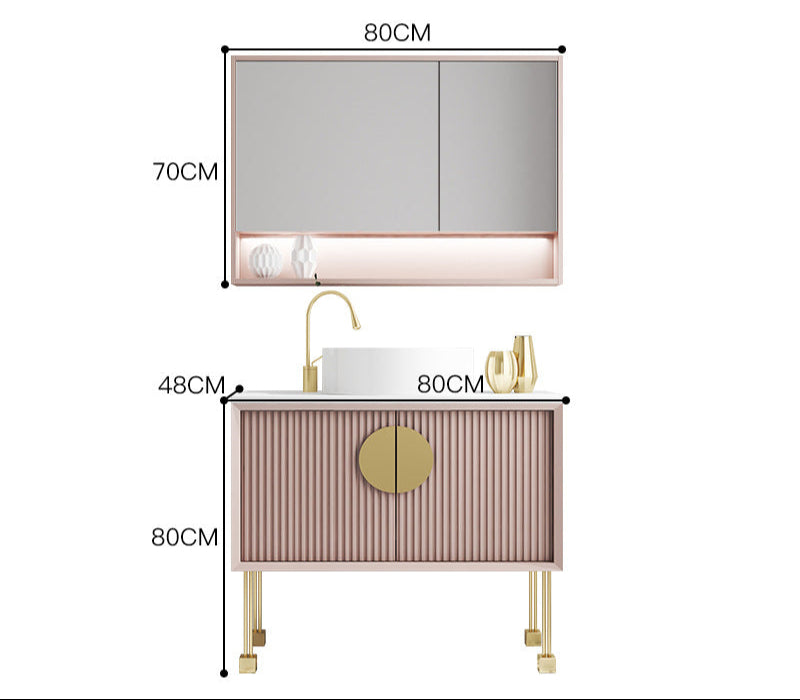 Light luxury solid wood vanity with vessel basin