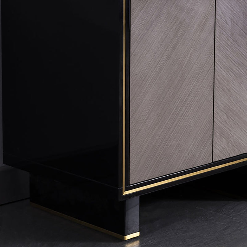 Custom Made Luxury Black & Wood Coffee Table with Gold Accents