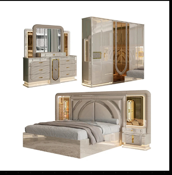 Modern Luxury Wooden Upholstered Bedroom Set – Custom Made Bedroom Furniture