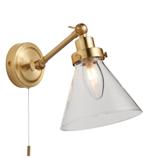 Faraday Bathroom 1 Wall Light Satin Brass from SSS Home Needs - Wall lighting Ireland