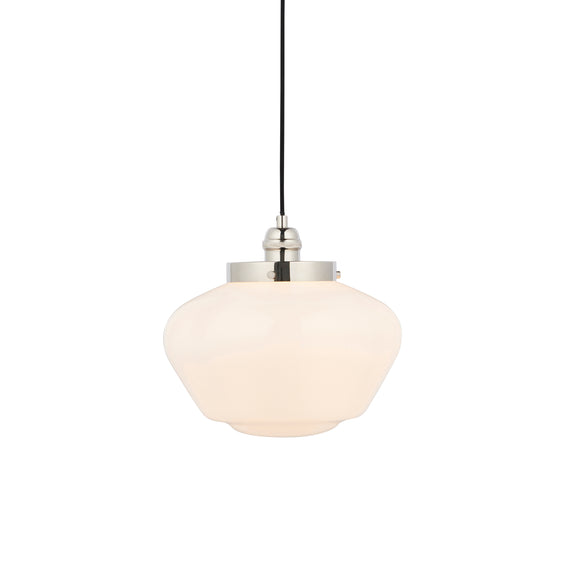 Camberley 1 Pendant Light - Bright Nickel Opal Glass from SSS Home Needs - Pendant lighting Ireland