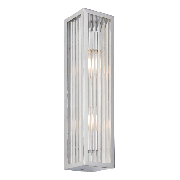 Newham Bathroom 2 Wall Light Chrome/Clear Ribbed from SSS Home Needs - Wall lighting Ireland
