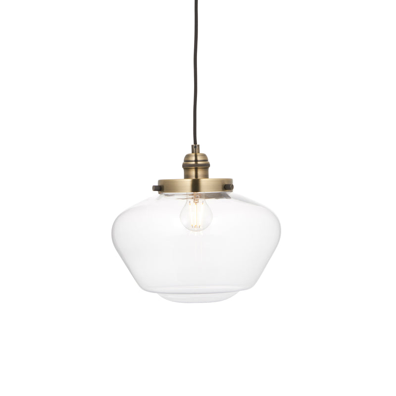 Camberley 1 Pendant Light - Antique Brass Clear from SSS Home Needs - Pendant lighting Ireland