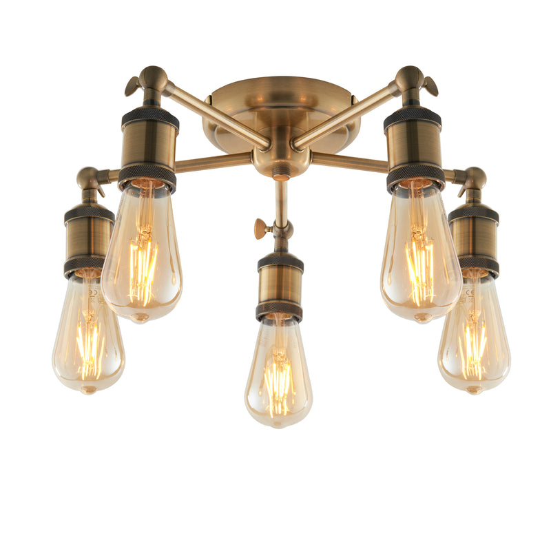 Hal 5 Ceiling Light - Antique Brass from SSS Home Needs - Ceiling lighting Ireland