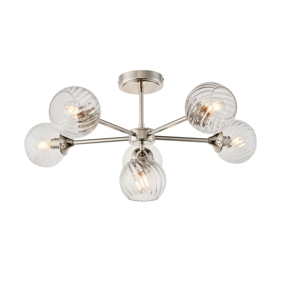 Allegra 6 Ceiling Light - Bright Nickel from SSS Home Needs - Ceiling lighting Ireland