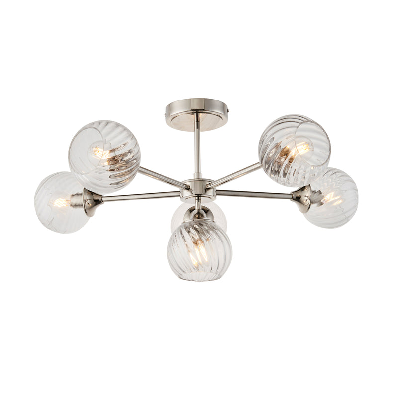 Allegra 6 Ceiling Light - Bright Nickel from SSS Home Needs - Ceiling lighting Ireland