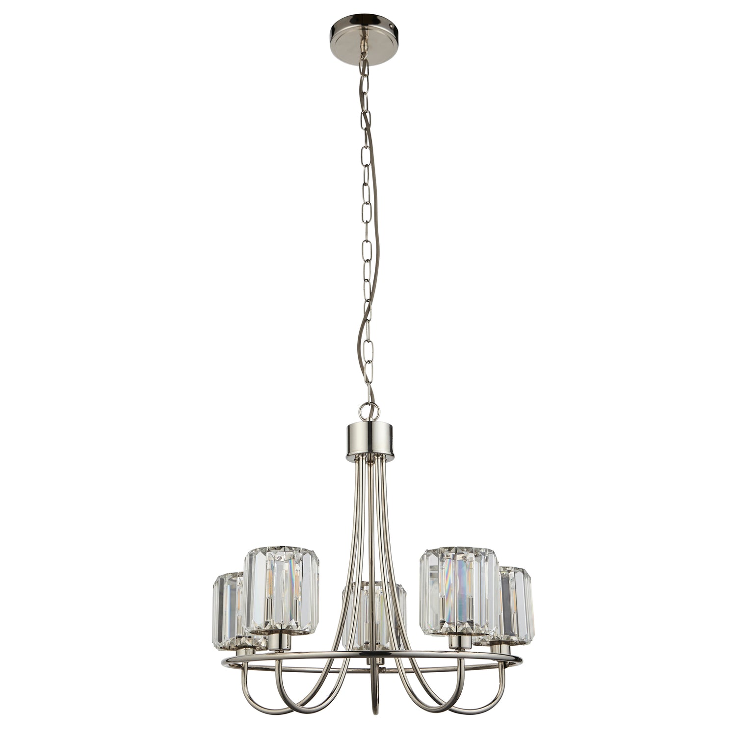 Berenice 5 Pendant Light - Bright Nickel from SSS Home Needs - Pendant lighting Ireland