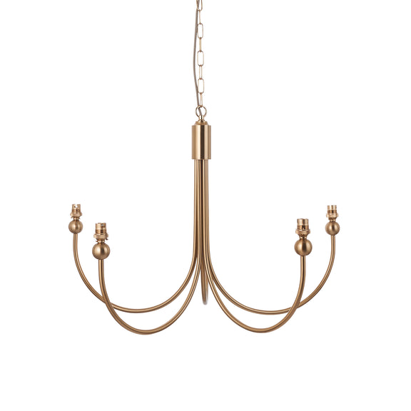 Santiago 5 Pendant Light - Fitting Curved Brass from SSS Home Needs - Pendant lighting Ireland