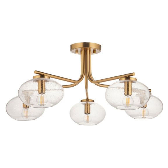 Jacob 5 Ceiling Light - Warm Brass from SSS Home Needs - Ceiling lighting Ireland