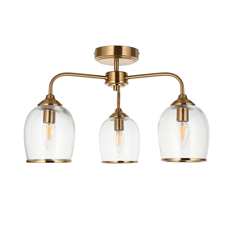 Ashcroft Ceiling 3 Light - Brushed Aged Brass from SSS Home Needs - Ceiling lighting Ireland