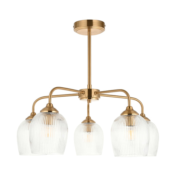 Ashcroft Ribbed 5 Pendant Light - Brushed Aged Brass from SSS Home Needs - Pendant lighting Ireland