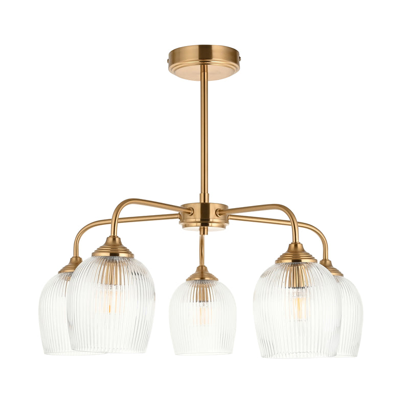 Ashcroft Ribbed 5 Pendant Light - Brushed Aged Brass from SSS Home Needs - Pendant lighting Ireland