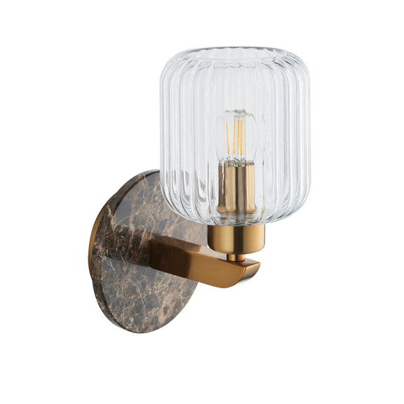 Travi Ribbed Wall Light Drk Brown Emperador Marble from SSS Home Needs - Wall lighting Ireland