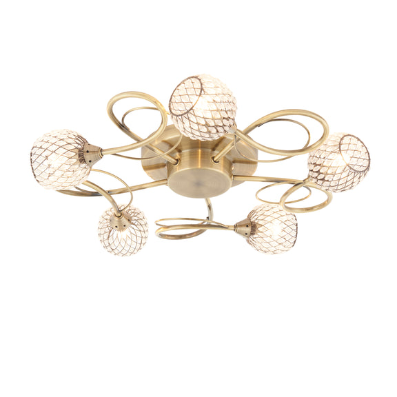 Aherne 5 Ceiling Lamp - Antique Brass from SSS Home Needs - Ceiling lighting Ireland