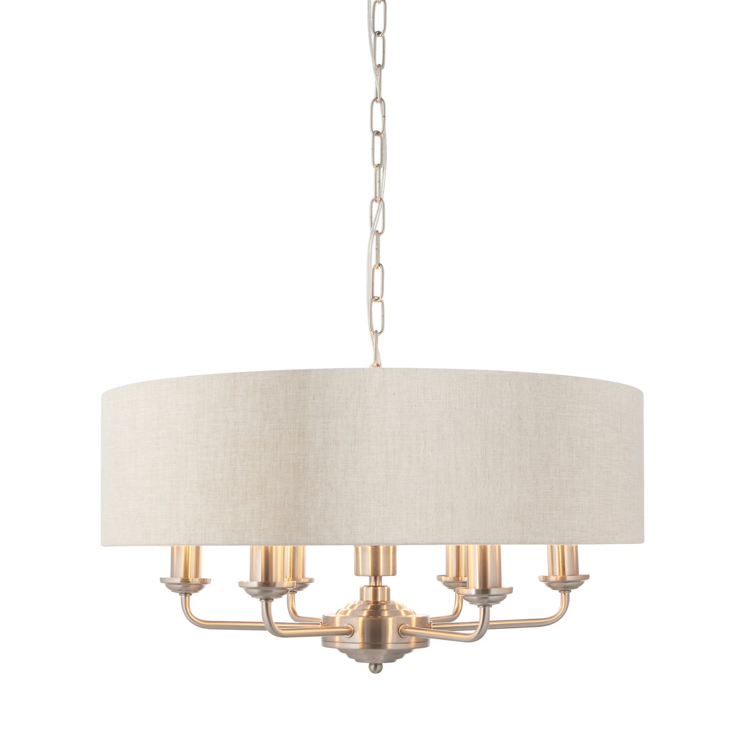 Highclere 6 Pendant Light - Chrome & Natural from SSS Home Needs - Pendant lighting Ireland