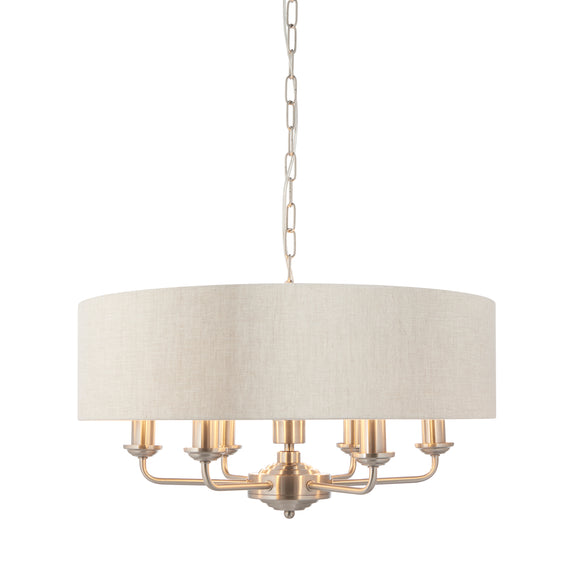 Highclere 6 Pendant Light - Chrome & Natural from SSS Home Needs - Pendant lighting Ireland